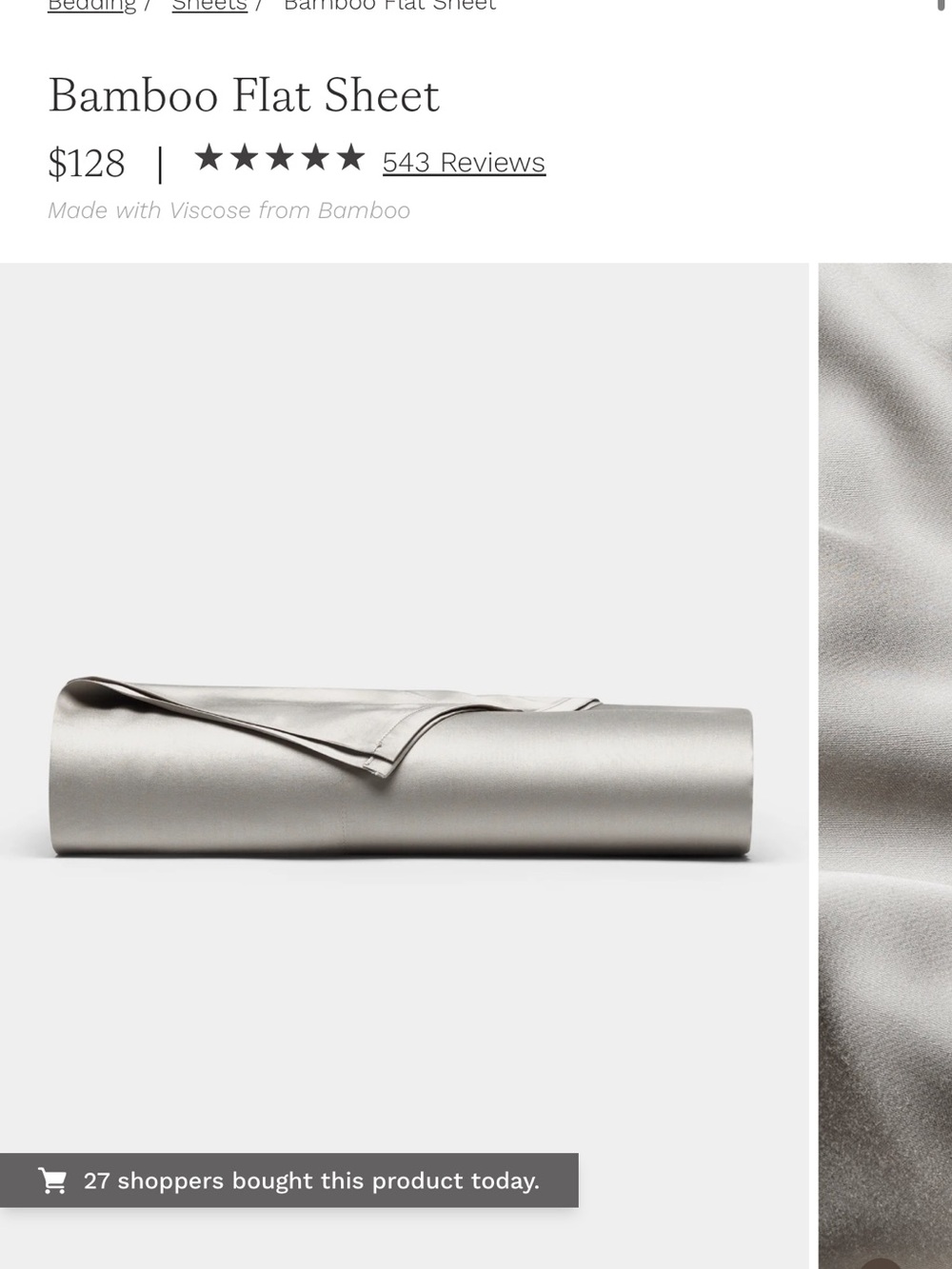 Bamboo Flat Sheet - Silver Gray